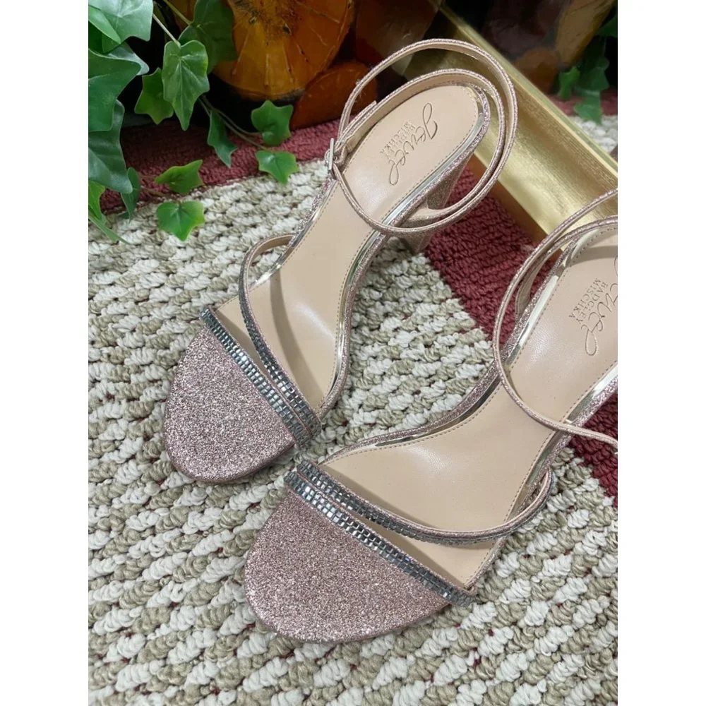 JEWEL BADGLEY MISCHKA Aura Heeled Sandal‎ In Rose Gold 10